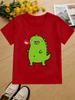 Cute Green Spitting Fire Dinosaur Cartoon Animal Graphic Kids T Shirt Boys Girls Family Matching Summer Crew Neck Casual Tee