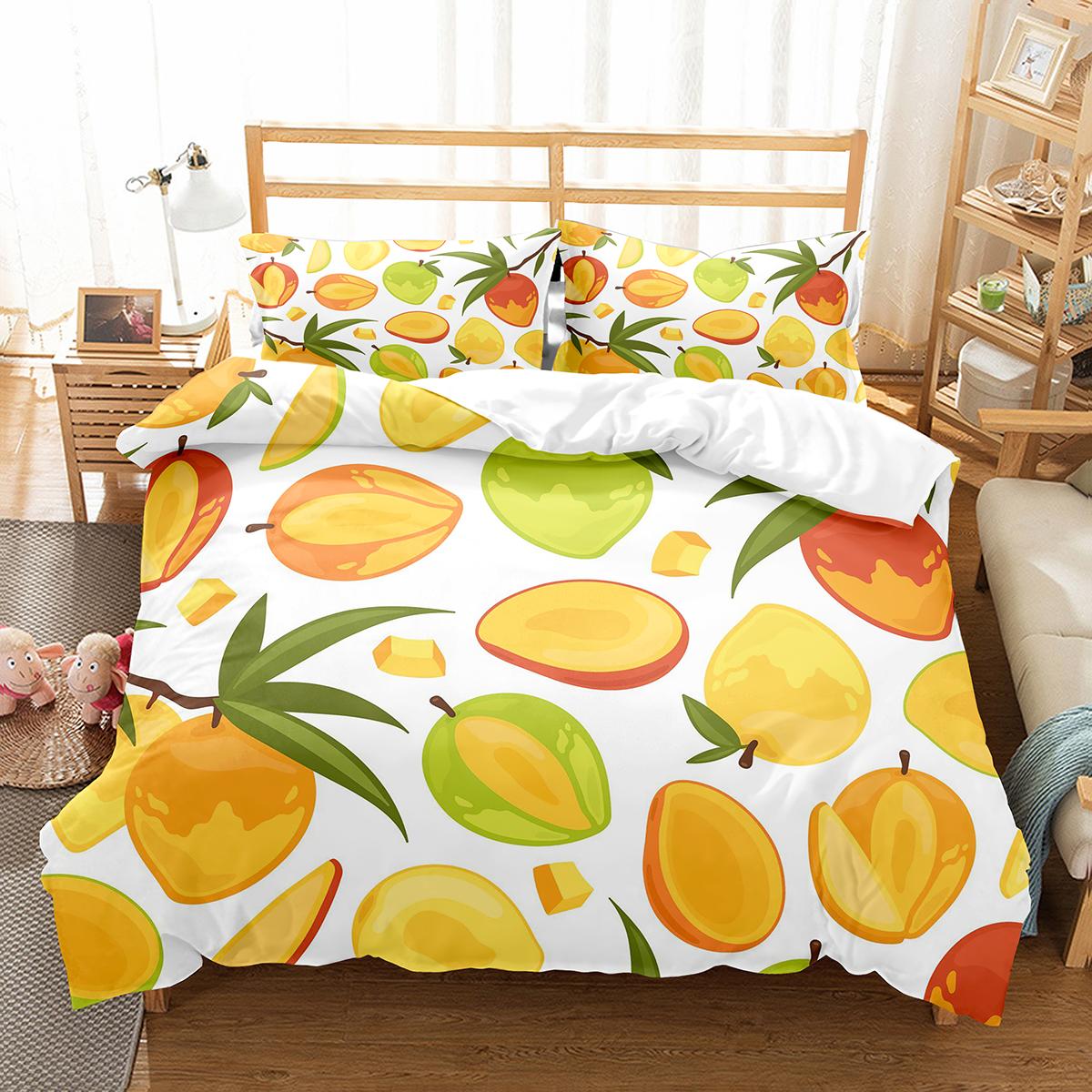 

Mango Duvet Cover Set Fresh Fruit Pattern Comforter Cover For Kids Teens Adults Bedding Set King Queen Twin Size With Pillowcase US Queen(228x228cm)