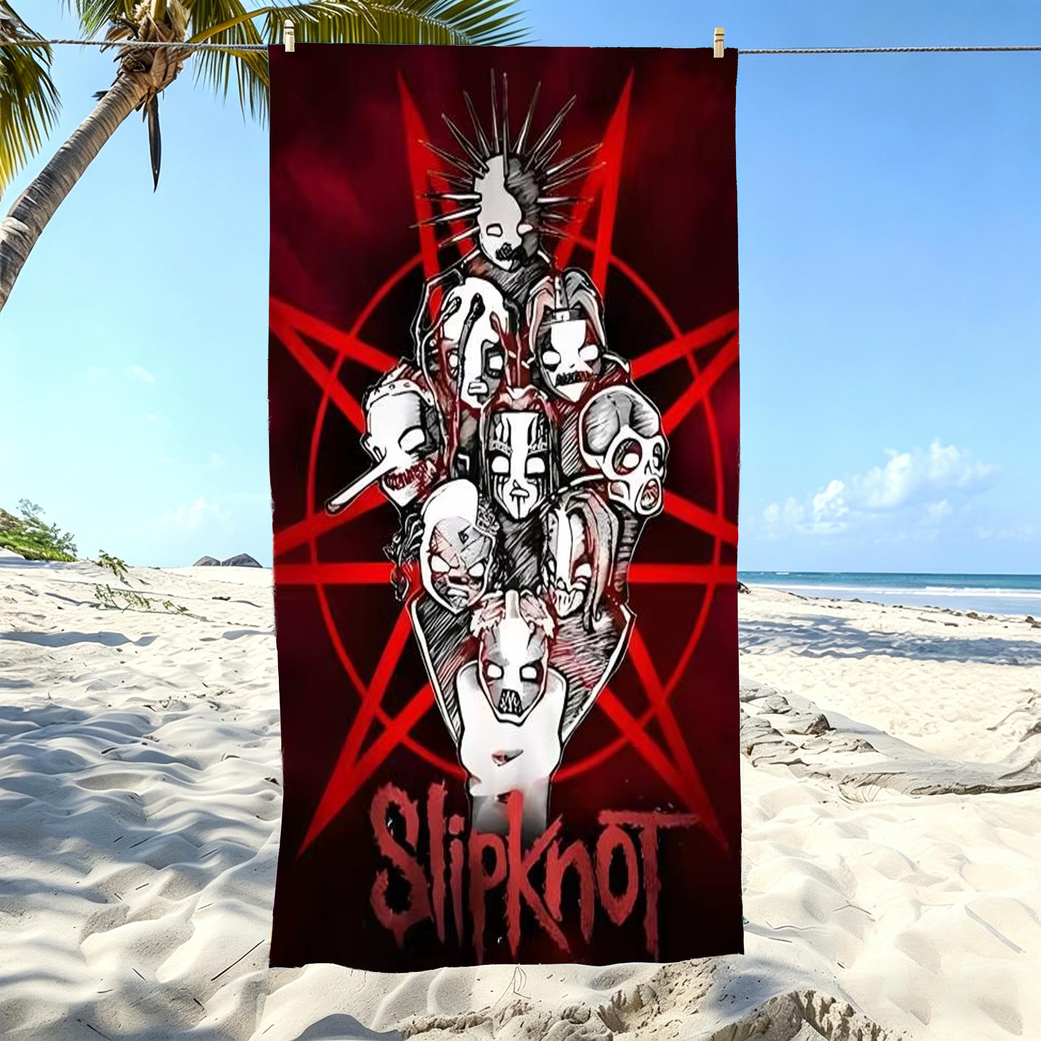 1 Stück S-Slipknot Band Alle Mitglieder Maske Strandtuch Mikrofaser Weich Schnelltrocknend Heavy Metal Rock Badetuch Für Fans Schwimmen Outdoor 40X60CM