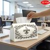 2D Flat, 1pc Tissue Box, Printed On Both Sides, Vintage Heraldic Art Tissue Holder Fleur De Lis Design, Strong Material for Kitchen, Living Room, Bedr