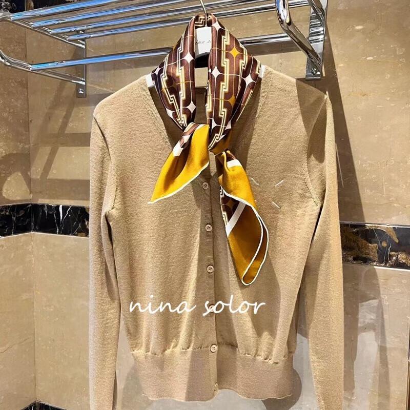 NINA SOLOR Maillard Twill Silk Square Scarf 65cm