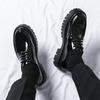 2025 Korean version of autumn glossy lace-up business leather shoes men's fashion big head business dress heightened thick-soled derby shoes