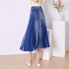 Solid Color High Waist Satin Pleated Midi Skirt - Women's New Spring/Summer/Autumn 2023 Collection