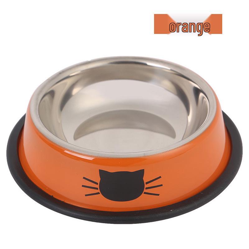 

Нескользящая миска для питомцев из нержавеющей стали с кошачьей мордочкой оранжевый