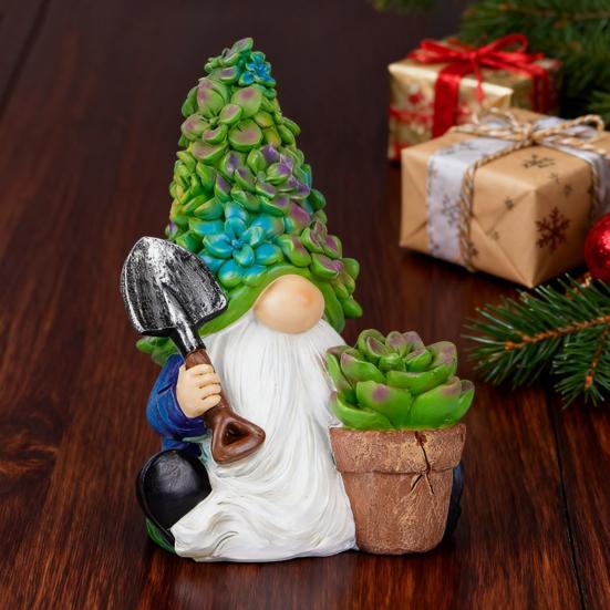 Succulents Hat Gnome Statue Flowerpot Gardening Dwarf Figurine Scuplture Indoor Outdoor Garden Home Office Decoration Ornament
