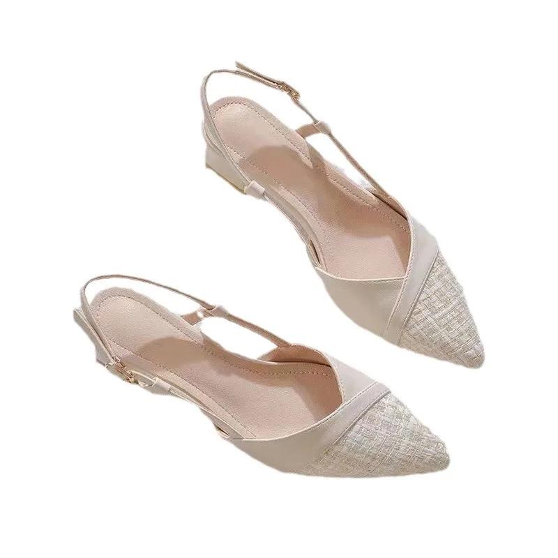 Fashion Baotou Women's Sandals Sharp pointed summer shoes Ladies middle heel sandal Versatile comfortable elegant shoe Zapatos