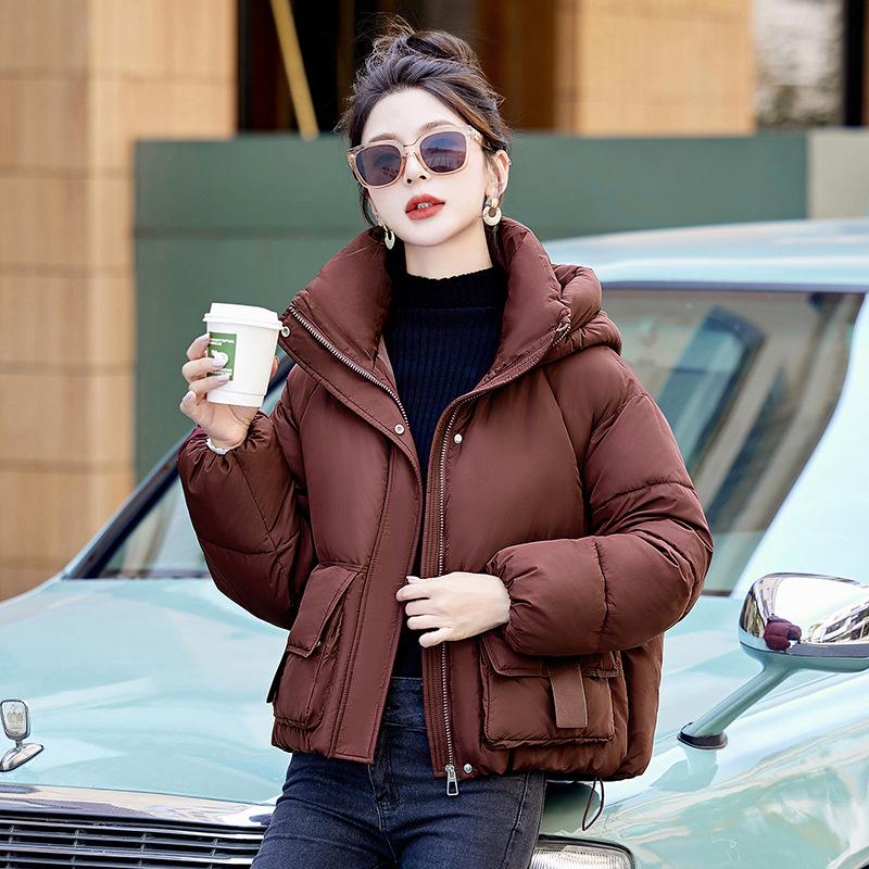 

Свободная короткая куртка с капюшоном, женская зимняя 2025, новая куртка-хлеб, пуховая куртка, утолщенная хлопковая куртка XL