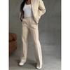 Women's Casual Sports Set Women's Solid Color Sweatshirt Zipper Jacket and Wide-leg Pants Set