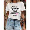 Women Future Mama Print T-Shirt Crew Neck Short Sleeve Spring Summer Pregnancy Prep Casual Daily Top
