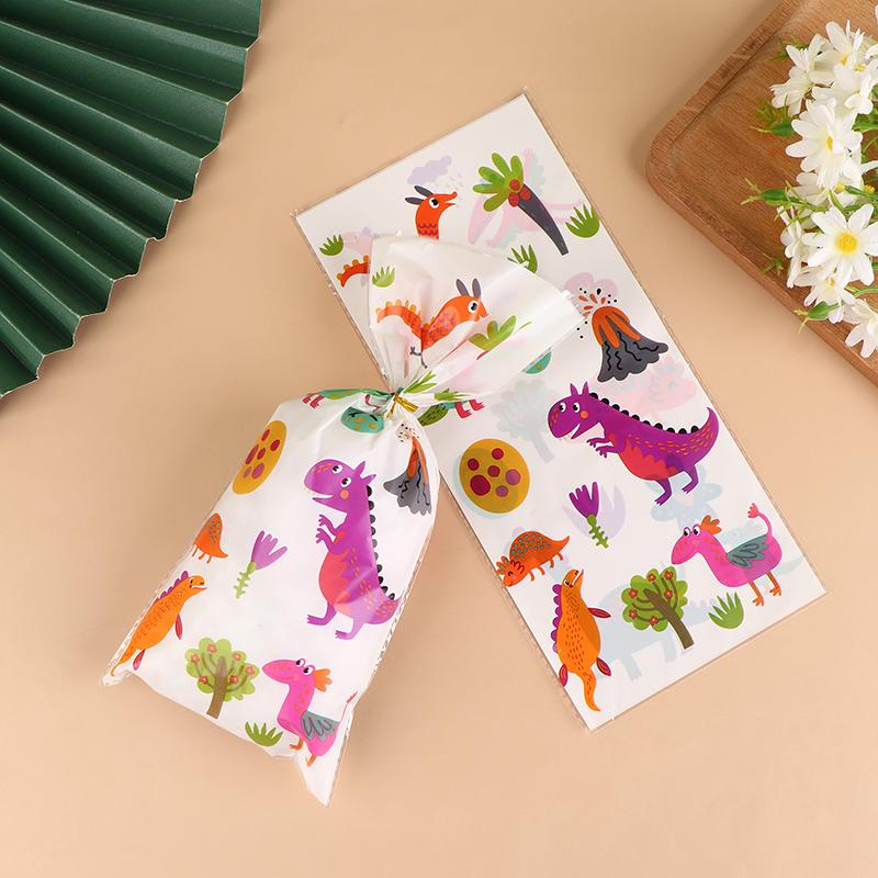 25Pcs Cute Dinosaur Plastic OPP Gift Bags Dino Roar Candy Cookies Packaging Bag Kids Jungle Animal Birthday Party Decor