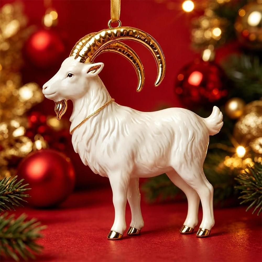 Shining Goat Hanging Ornament Acrylic Christmas Tree Ornament New Zodiac Goat Souvenir  Bag Charms