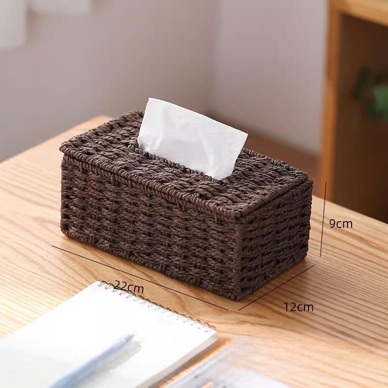 Neue gewebte Taschentuchbox Imitation Rattan gewebt Gras Taschentuch Aufbewahrungsbox Luxus Taschentuchpapierhalter Zuhause Wohnzimmer Tischdekoration