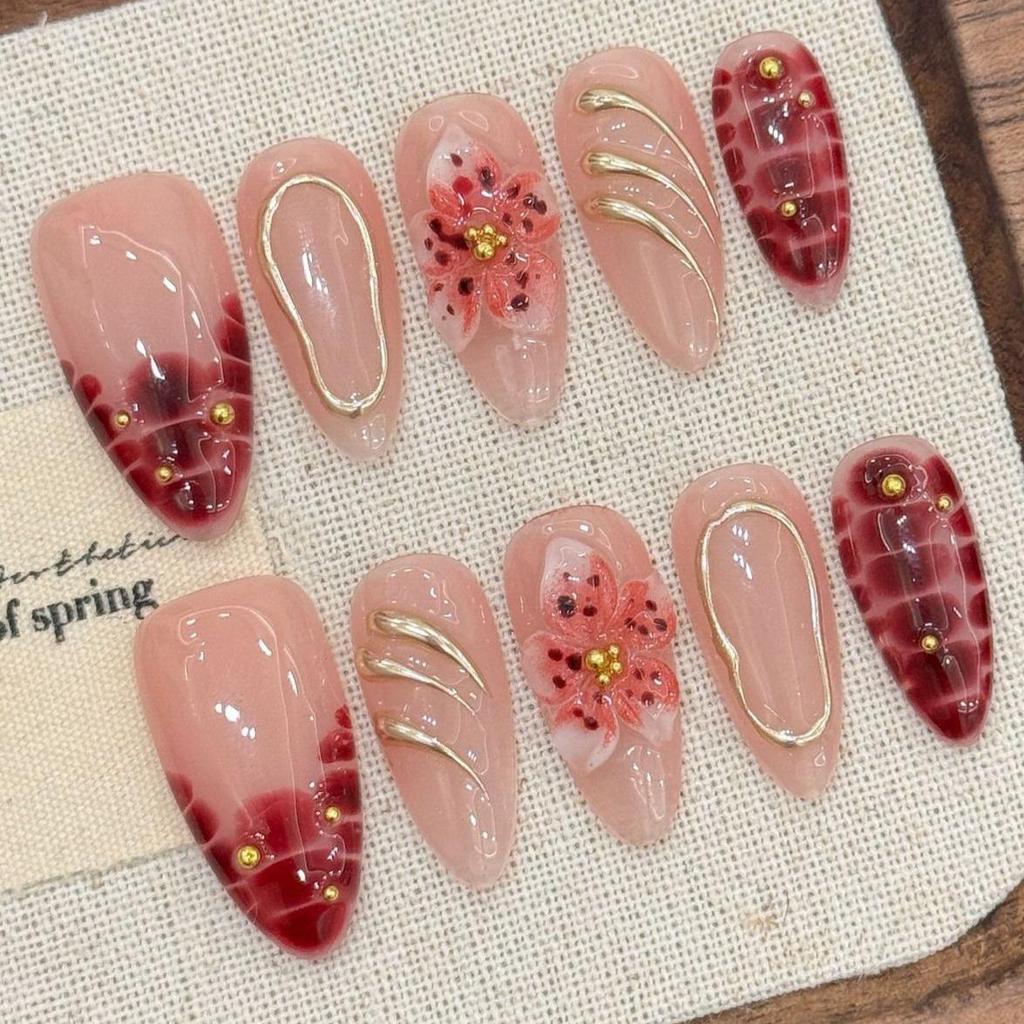 10pcs Hand Painted Gel Press Nails Beautiful Luxury Customized Design Handmade Press On Nails