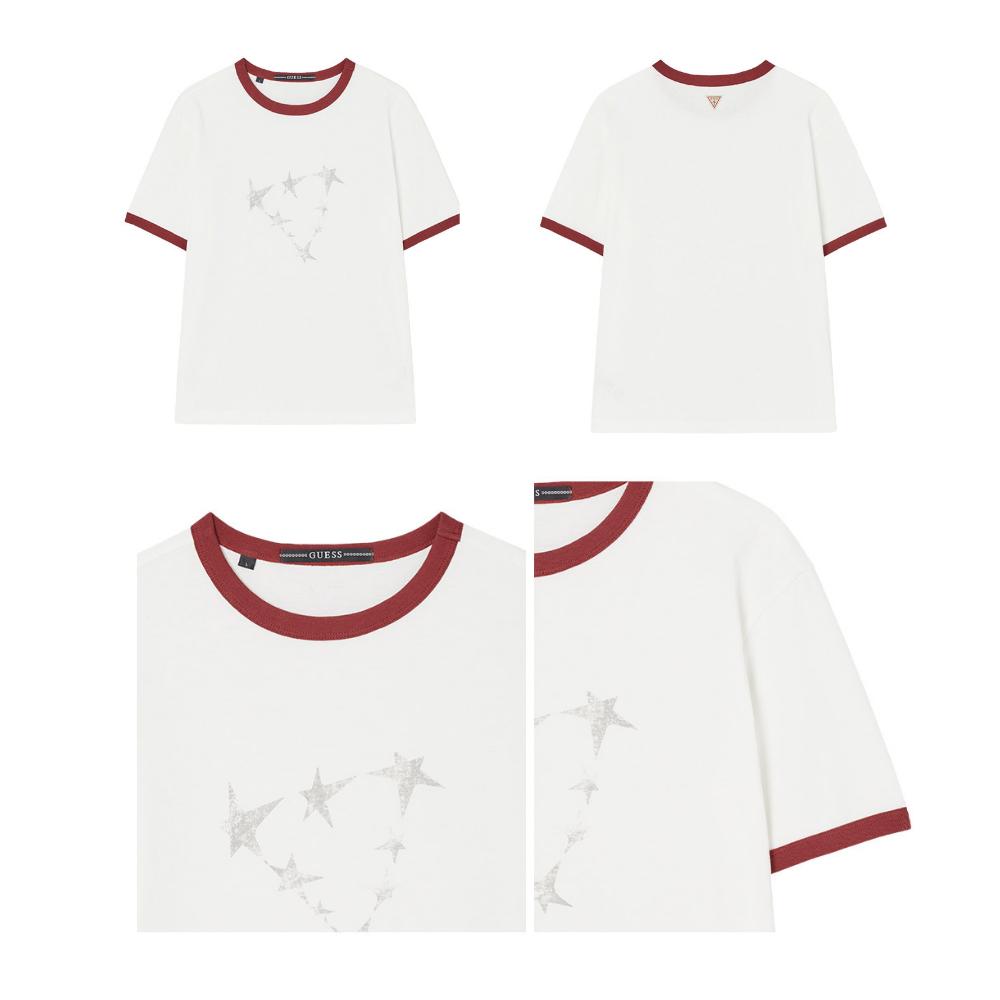 Hyunjin Stray Kids worn GUESS Unisex Star Ringer Short-Sleeved T-shirt Korea