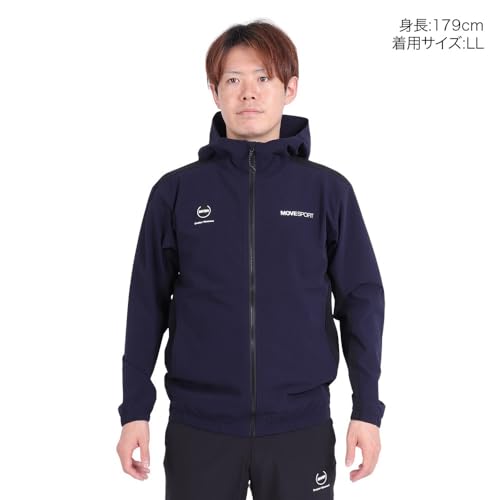 Move Sports Men's AIRY TRANSFER TOUGH Light Rip Hoodie with Hood Logo, Full-Zip Hoodie with Front Opening, 4-Way Stretch, Water-Repellent, Shape-Retai