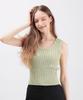 WHEN YOU MOVE Silver Logo Cable Knit Vest Light Green