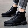 Herren High Top Lederstiefel Herbst Vintage Mode Atmungsaktive Motorrad-Knöchelstiefel für Herren Britischer Stil Schnürstiefel Botas Hombre