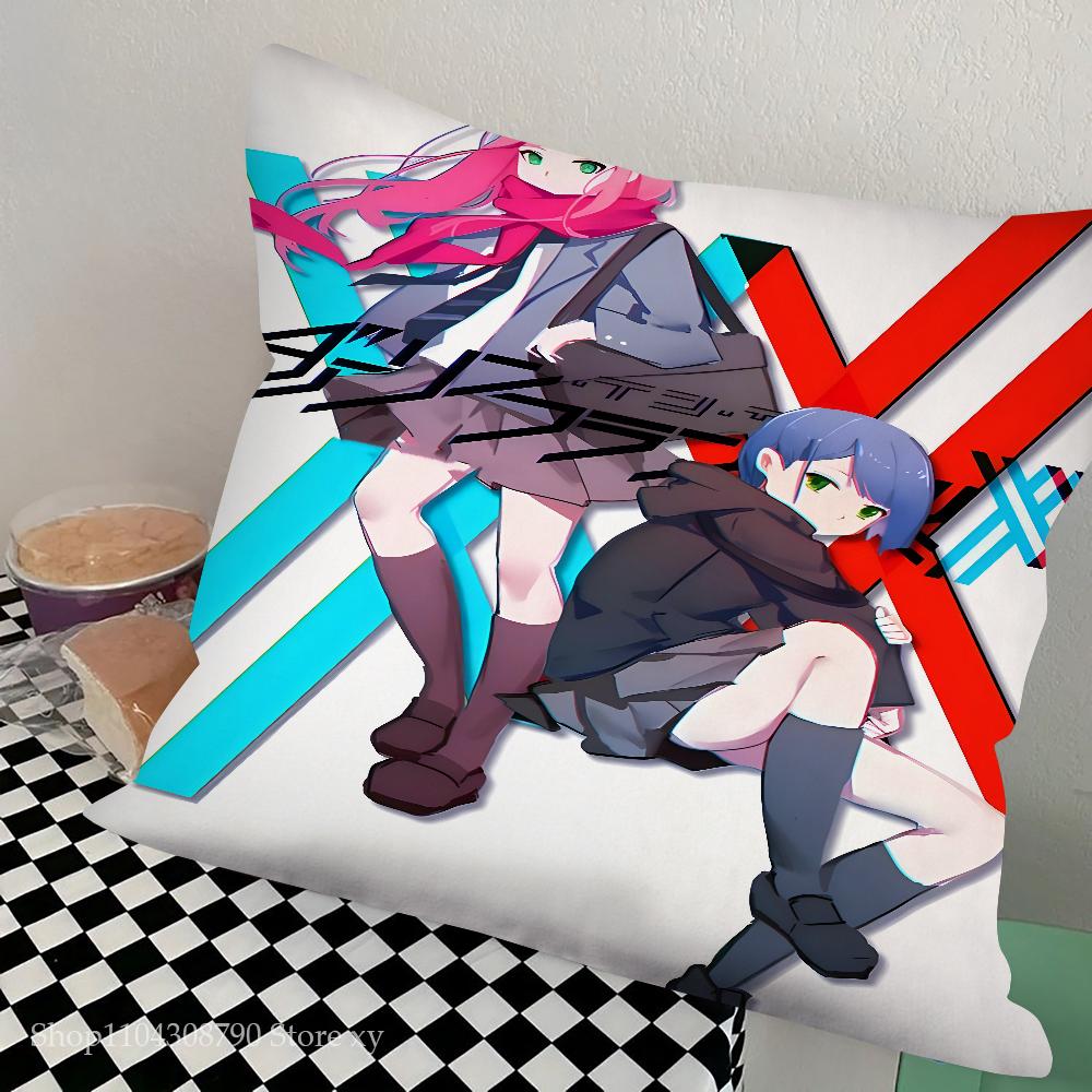 Anime Darling In The Franxx Pillow Case Square Pillow Bedroom Sofa Leisure Comfort Cushion Car Living Room Home Decoration