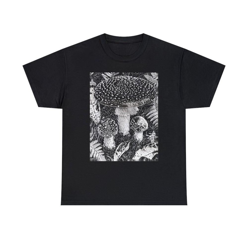 

Amanita Muscaria Graphic Print Mycology Art Unisex Crew Neck Heavy Cotton Tee L