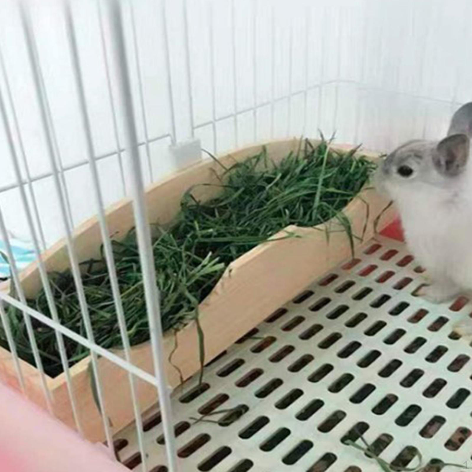Multi Functional Wood Hay Feeder, Manger Food Feeder Cage Mount Accessories Storage Grass Holder Pet