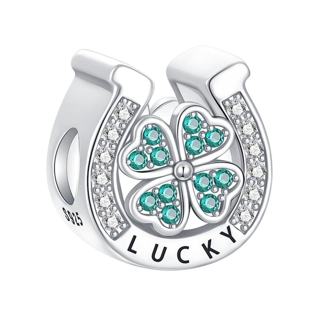 Genuine Copper Four-Leaf Clover Green Clover Pendant Piece Bead Elements Suitable For Authentic Decorative Charms Bracelet Style Women Jewelry