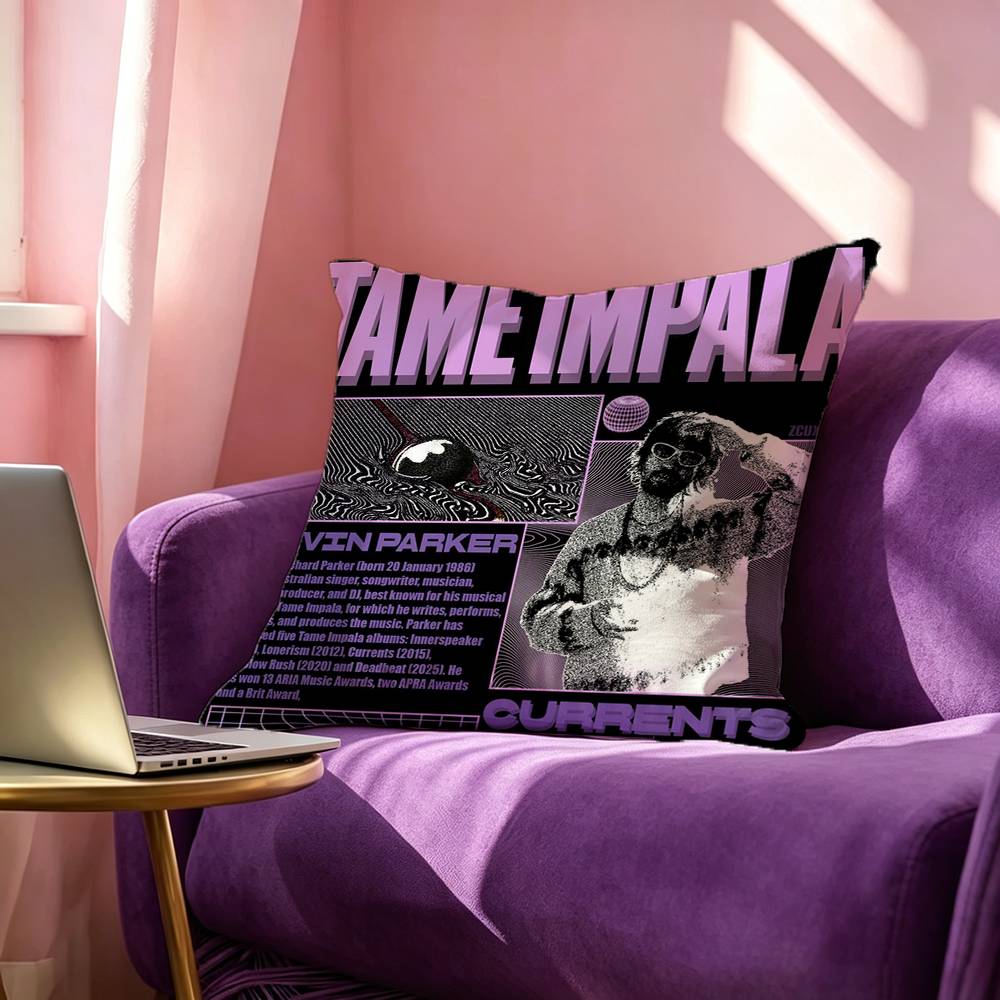 TTame Impala Psychedelic Pillow Case Square DoubleSided Sofa Cushion Cover Bedroom Bedside Pillow