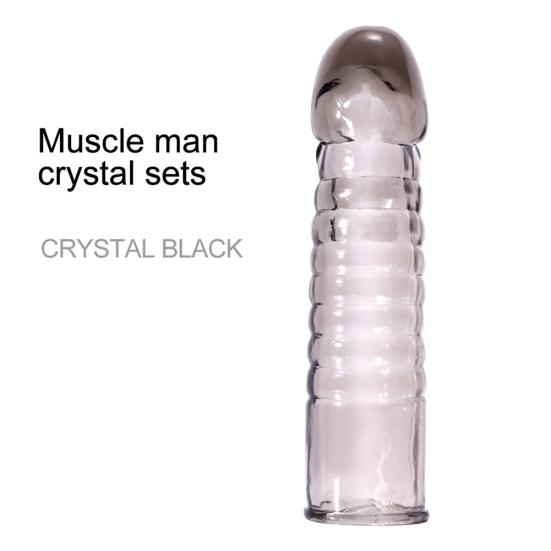 Men Transparent Condom Enlargement Thicken Lengthen Penis Sleeve Adult Sex Toy