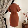 Girls' Fashionable Coffee-colored Dress, Summer Children's Casual Short-sleeved Shirt Dress