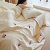 A-Class Tencel Embroidered Summer Quilt 4-Piece Set: Silky, Skin-Friendly, Antibacterial, Mite-Proof, Machine Washable.