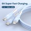 3-in-1-66-W-Datenkabel, Flüssigkeit, 6 A, superschnelles Laden, schnelles Laden, drei in einem Ladekabel, 1,2 m