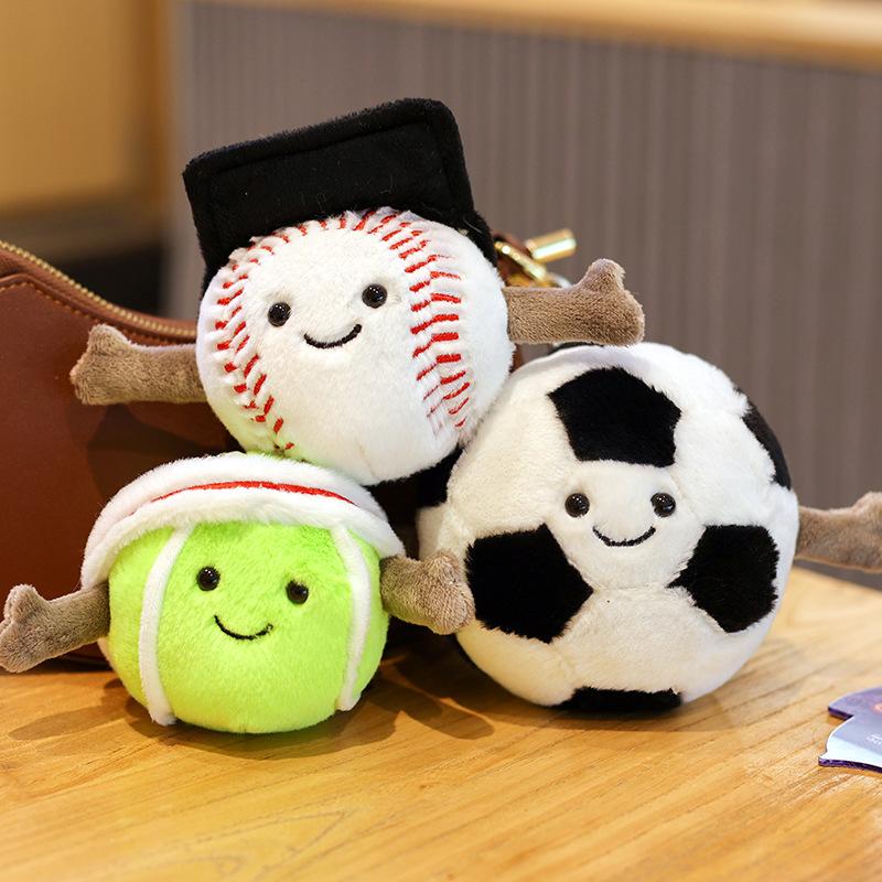 Badminton Baseball Table Tennis Football Basketball Keychain School Bag Pendant Plush Doll