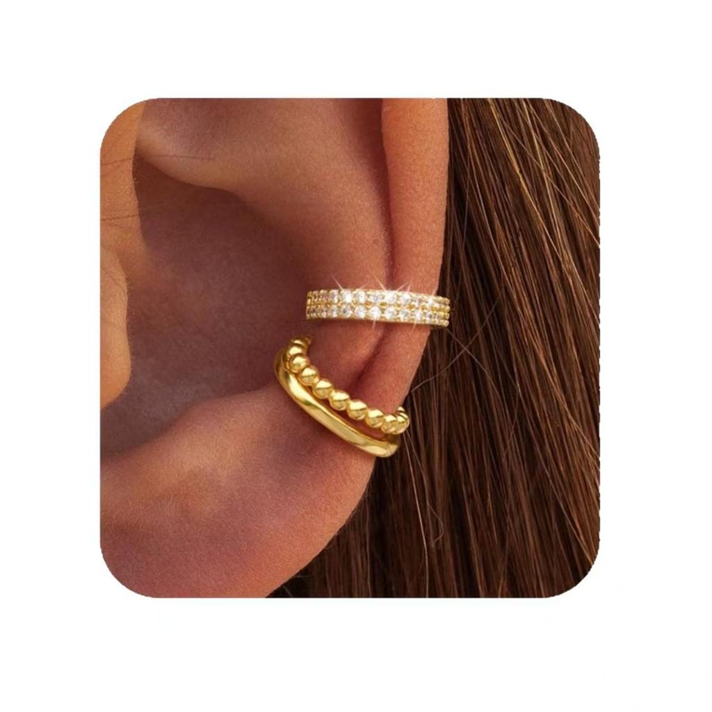High-End Zircon Inlaid Twisted Ear Clips - Women's Luxury Earrings Set