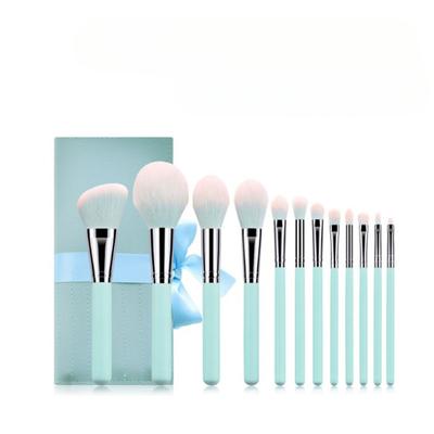 Podkladový štětec, štětec na sypký pudr, štětec na oční stíny, 12 modrých štětců na make-up, kompletní sada měkké taštičky na make-up očních stínů s vysokým leskem