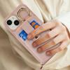 For iPhone 15 Case with Zipper Pouch/Ring Kickstand/Strap Litchi Texture PU + TPU Phone Cover