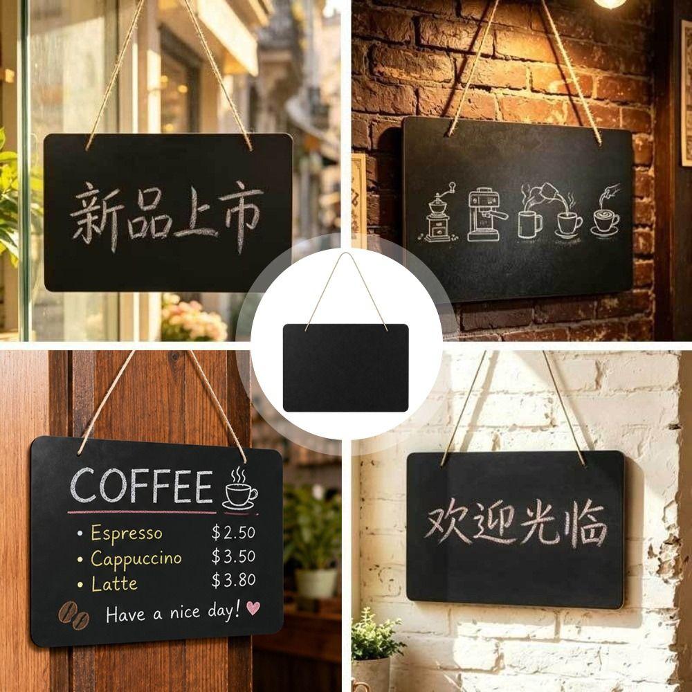 With Rope Hanging Chalkboard Sign Wooden Message Board Hanging Display Plaque  Home Decor