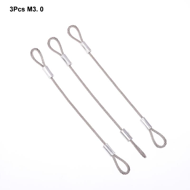 3PCS Safe 20cm Safety Security Cable Wire Stainless Steel Sliver Stage Lights Rope Double Loop Daily