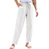 Foreign trade new women's clothing summer pants casual loose drawstring solid color elastic waist cotton and linen women's nine-point pants