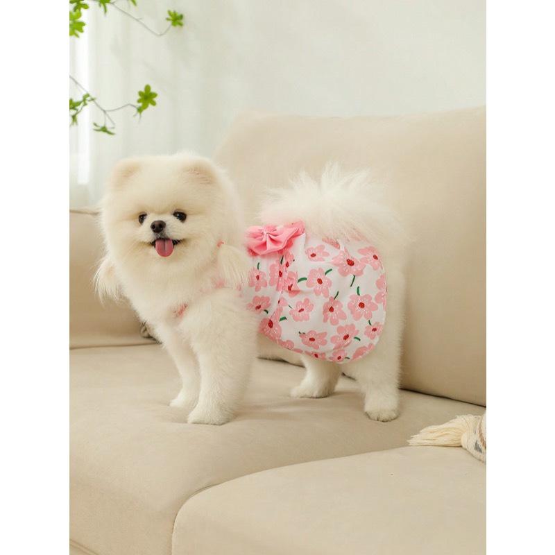 1pc Pink Bowknot Dress Spring/Summer Pet Clothes For Small Dogs And Cats Christmas For Holiday Gift Giving