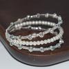 Europe and America Cross Border Women's New Exquisite Elegant Multi-Row Pearl Rhinestone Open-Ended Bracelet Bridal Wedding