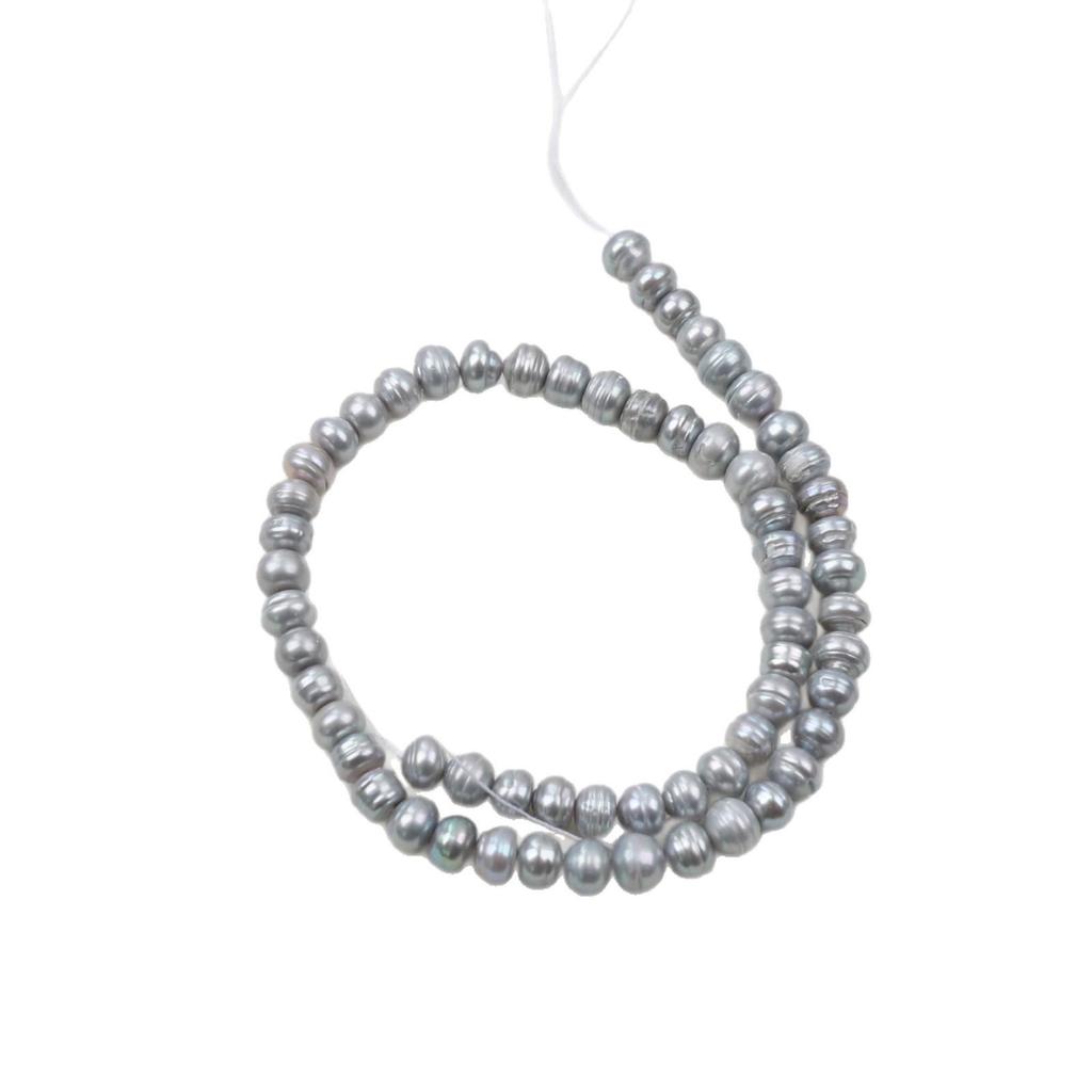 Natural 7-8mm Gray Freshwater Pearl Beads for Handmade Jewelry