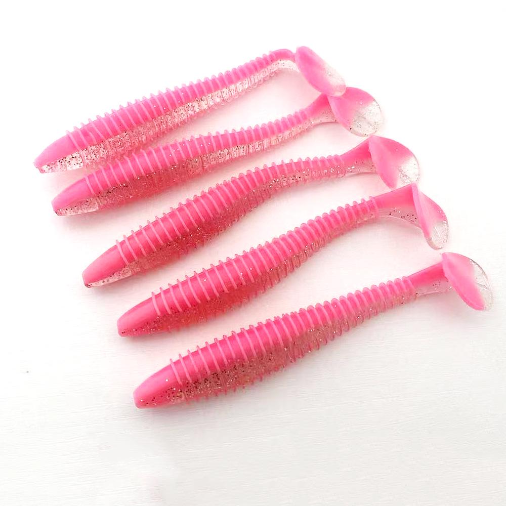 12cm Two-Color Threaded T-Tail Sinking Soft Lure for Sea and Boat Fishing