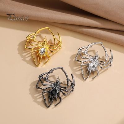 Creepy Spider Jewelry Rhinestone Brooch for Men Women, Shape Alloy Lapel Insect Pin, Sweater Cardigan Coat Clothing Accessories, Halloween Costume