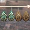 Weihnachtsgeschenk - Ohrringe im Bohème-Stil aus hellbraunem und grünem Leder, Damenmode Hängeohrringe, geeignet für den Alltag und festliche Partys