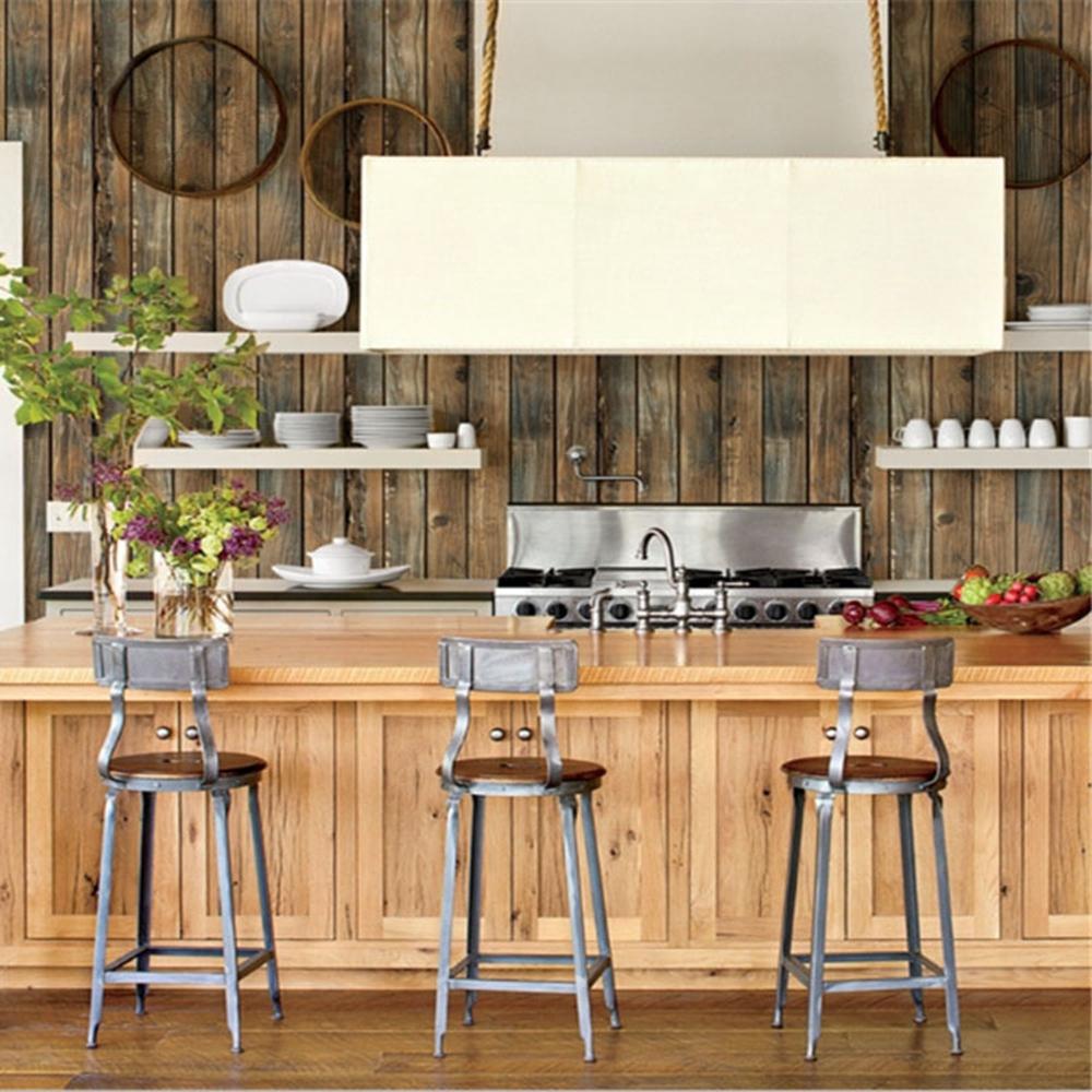 Decor for Restaurant Self-adhesive Home Improvement Kitchen Decor Wood Grain Wallpaper Wall Covering Wall Decor Wallpapers