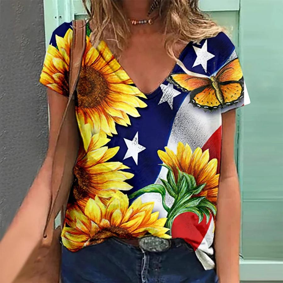 Natural Style Women's T-shirt Rainbow Print Harajuku Shirt Summer Y2k Clothing Girls Oversized Fashion Short Sleeve Sweatshirt
