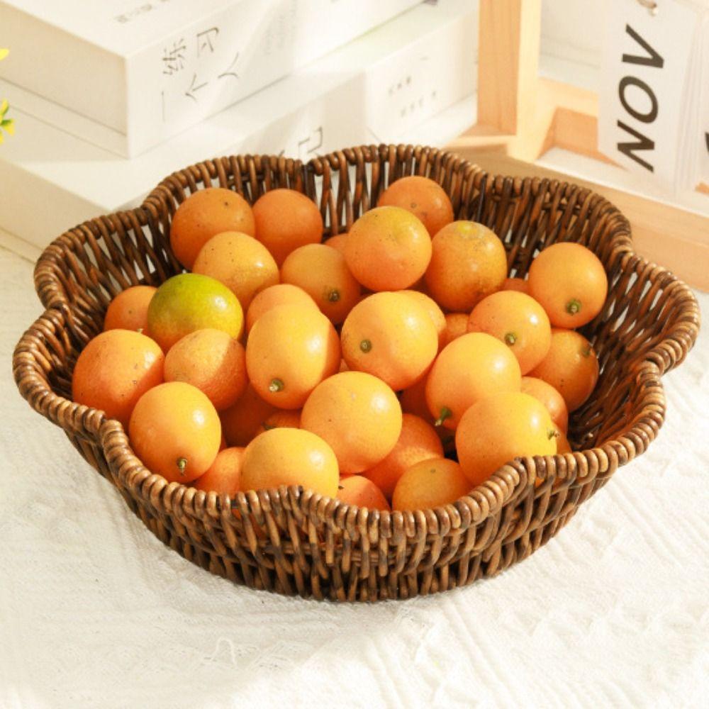 Retro Woven Imitation Rattan Fruit Plate  Wedding Candy Flower Storage