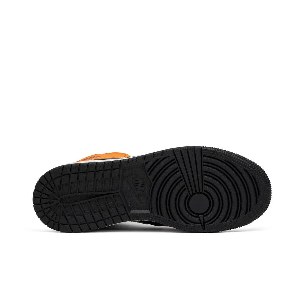 Air Jordan 1 Retro Mid Grade School 'Orange Black' (Unisex) Black / Cone-Light Bone Kids' Basketball Shoes 554725 062