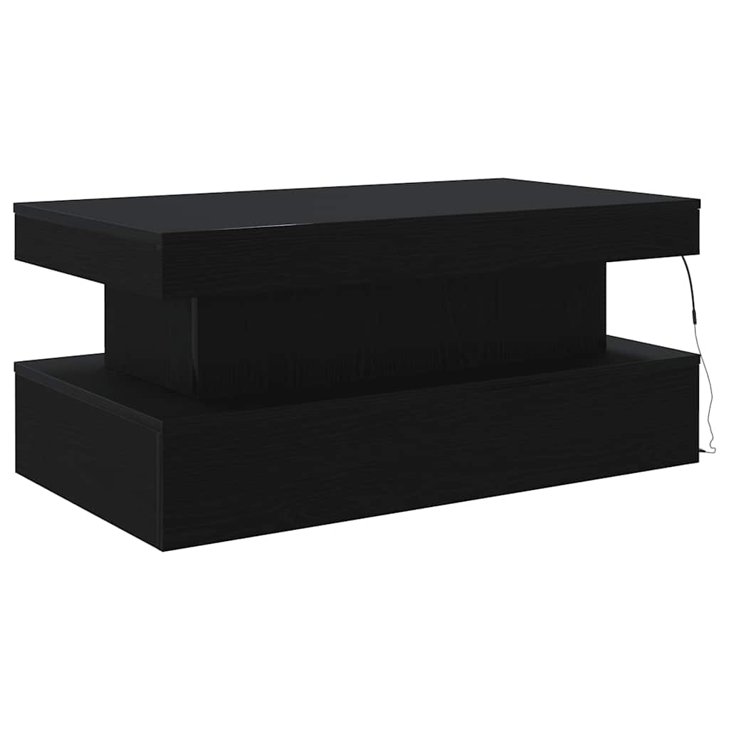 LED Coffee Table Black Oak Effect 90 X 50 X 40 Cm