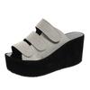 Women's Plus Size Velcro Platform Wedge Sandals, Suede Chunky Heel Summer Slides