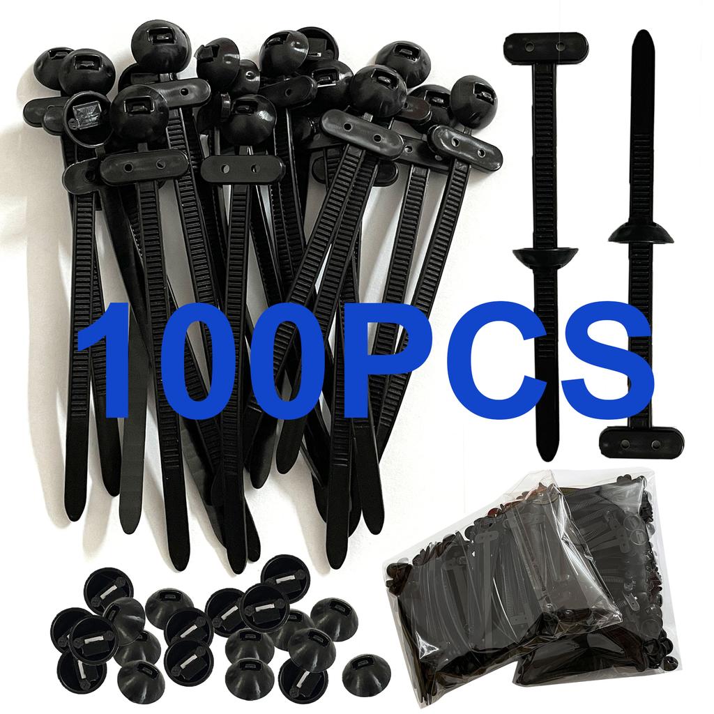 Nylon Universal Cable Tie Buckle, Push Mount Zip Ties Heavy Duty with Pin & Button Design Automotive Zipper Clips Plastic Cable Ties Tool for Car